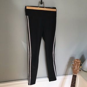 White stripped black leggings